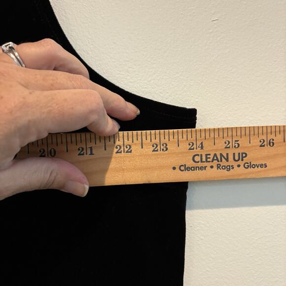 Black Velvet Tank Top XL Stretch Sequin Trim Quacker Factory Side Vents Dressy - Picture 9 of 11